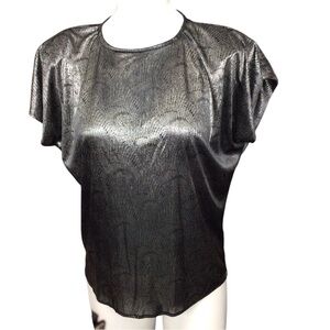 Vintage Alexis Georgio Sleek Black Metallic Women's Blouse size small